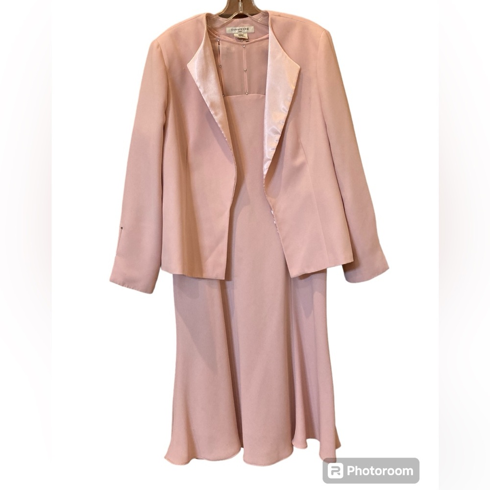 Evan Picone Pale Pink Sleeveless Dress Matching Blazer Size 16